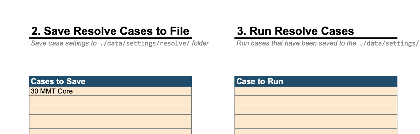 List cases to save and cases to run as a batch.
